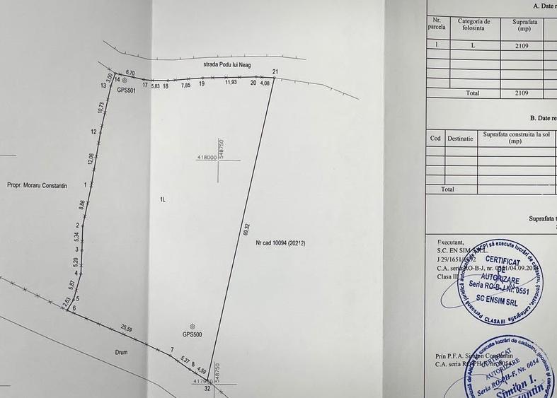 Teren agricol intravilan de 2109 mp, în Podul lui Neag