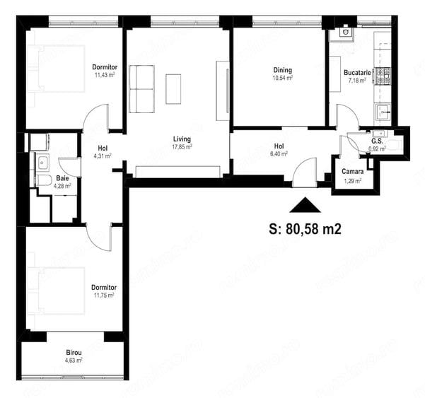 Apartament cu 4 camere semidecomandat în Ultracentral