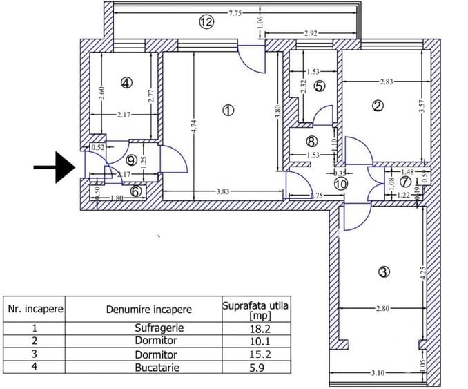 Apartament cu 3 camere semidecomandat în Cotroceni