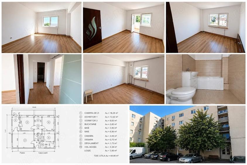 Apartament cu 3 camere decomandat în Central