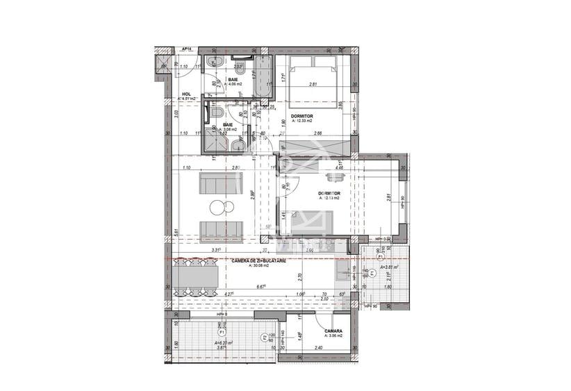 Apartament cu 3 camere semidecomandat în Exterior Vest