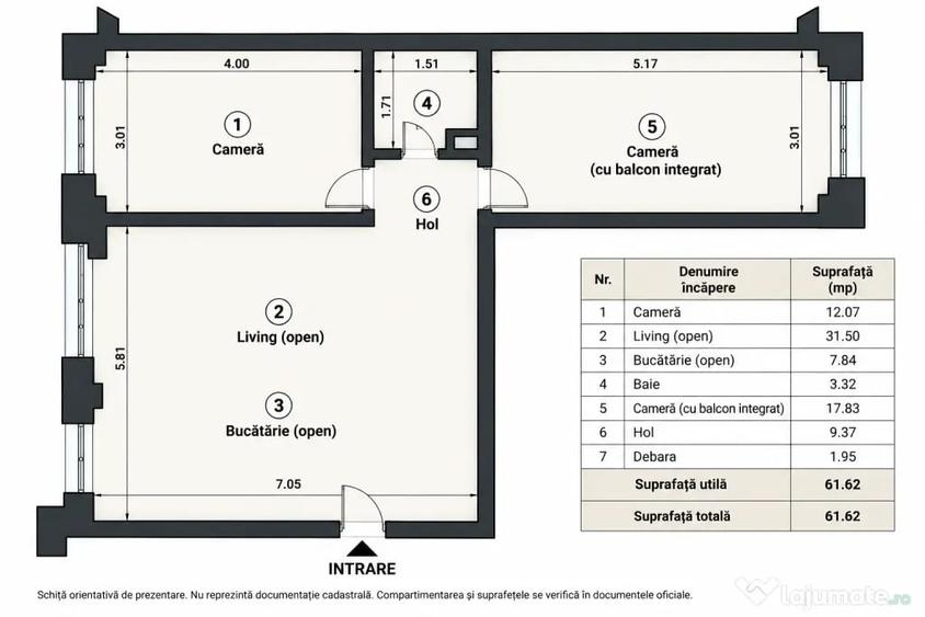 Apartament cu 3 camere semidecomandat în Ștefan cel Mare