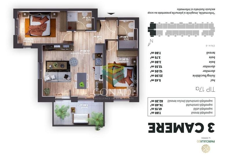 Apartament 3 camere - Parcului 20 - 11