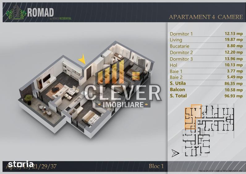 Apartament cu 4 camere în Theodor Pallady