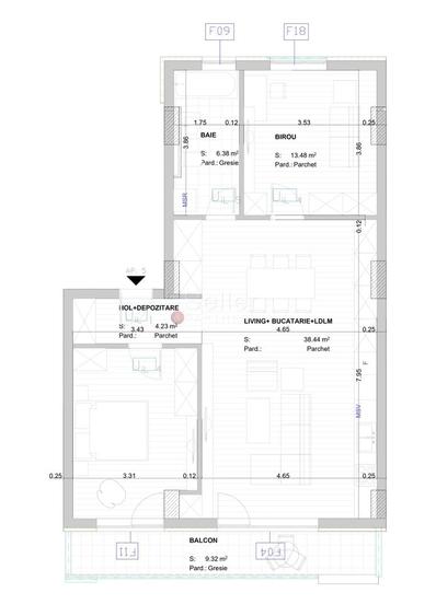 Apartament cu 3 camere decomandat în Noua