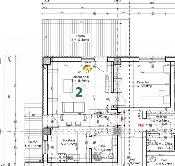 Apartament cu 2 camere în Otopeni