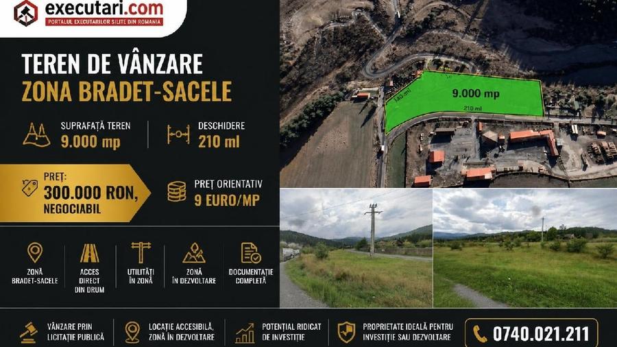 Teren intravilan de 9000 mp, în Brădet