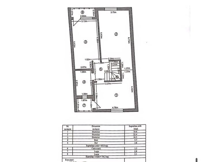 Duplex cu 4 camere cu Canalizare în Central