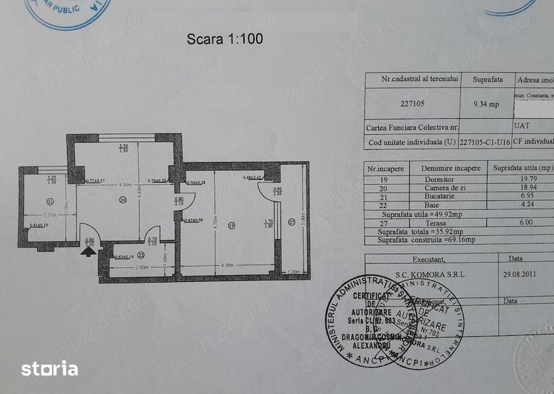 Apartament cu 2 camere semidecomandat în Central