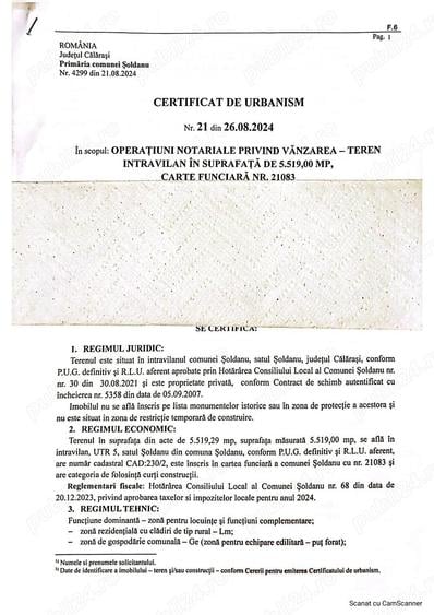 Teren în Șoldanu