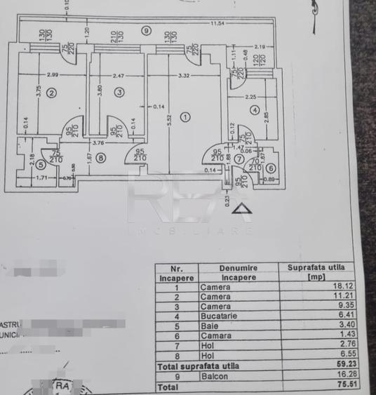 Apartament cu 3 camere semidecomandat în Veteranilor