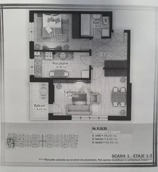 Apartament cu 2 camere decomandat în Titan