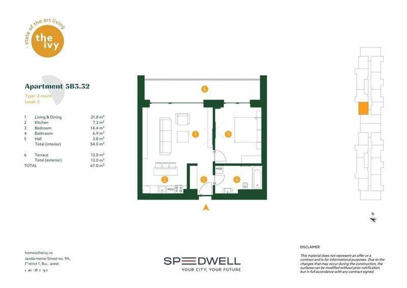 Apartament cu 2 camere în Băneasa