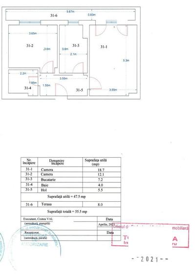 Apartament cu 2 camere, mobilat în Central