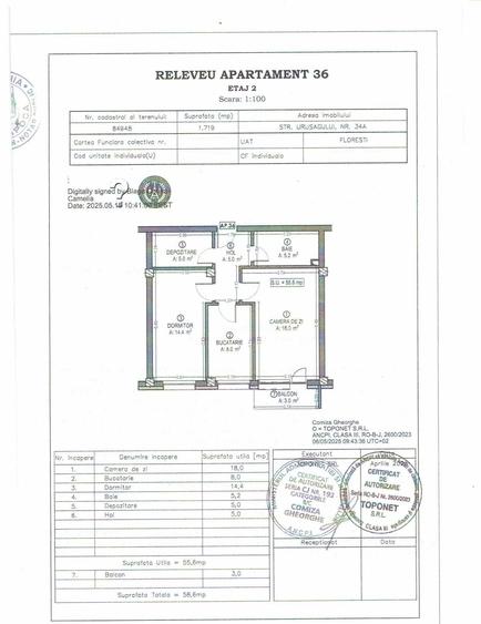 Apartament cu 2 camere decomandat în Florești