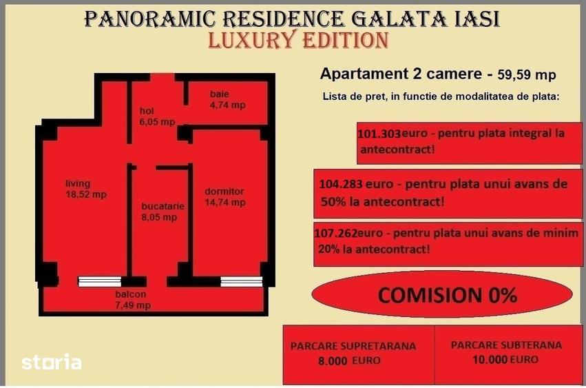 Apartament 2 camere de vanzare in Iasi, Galata, 59,59 mp, bloc nou - 2