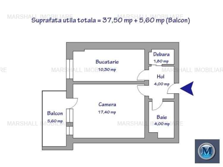 Garsonieră decomandată, mobilată în Albert
