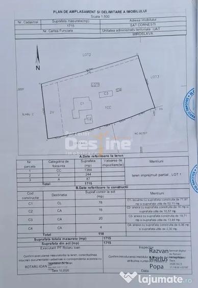 Casă cu 3 camere cu Teren 1715 Mp în Cornești