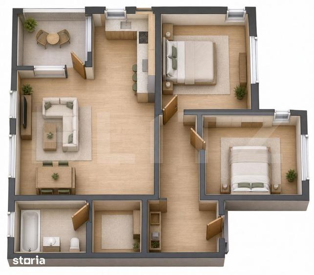 Apartament cu 3 camere decomandat în Central