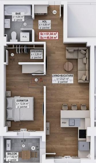 Apartament cu 2 camere în Paltin