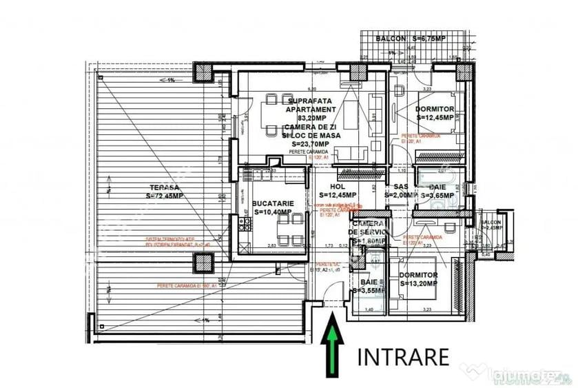 Apartament cu 3 camere decomandat în Piața Cluj