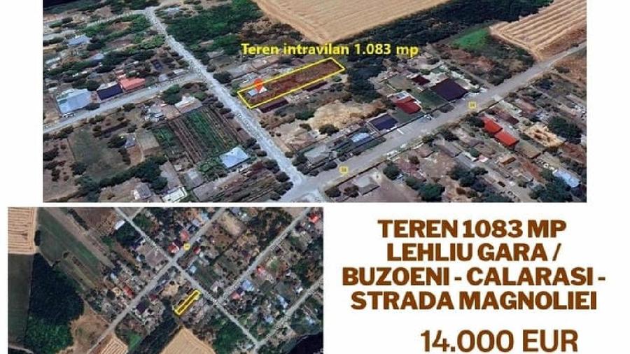 Teren Construcții intravilan de 1083 mp, în Lehliu-Gară