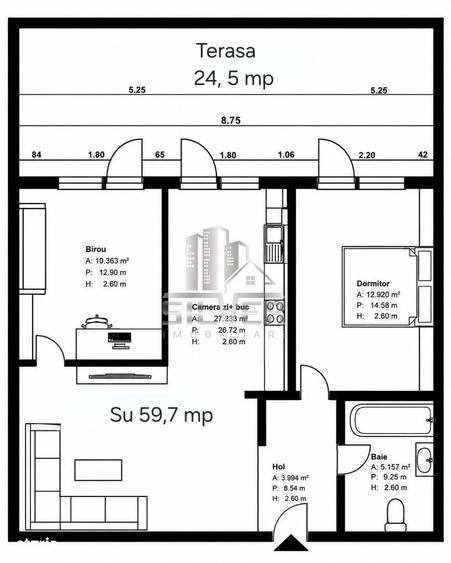 Apartament cu 3 camere în Florești — fotografia 1