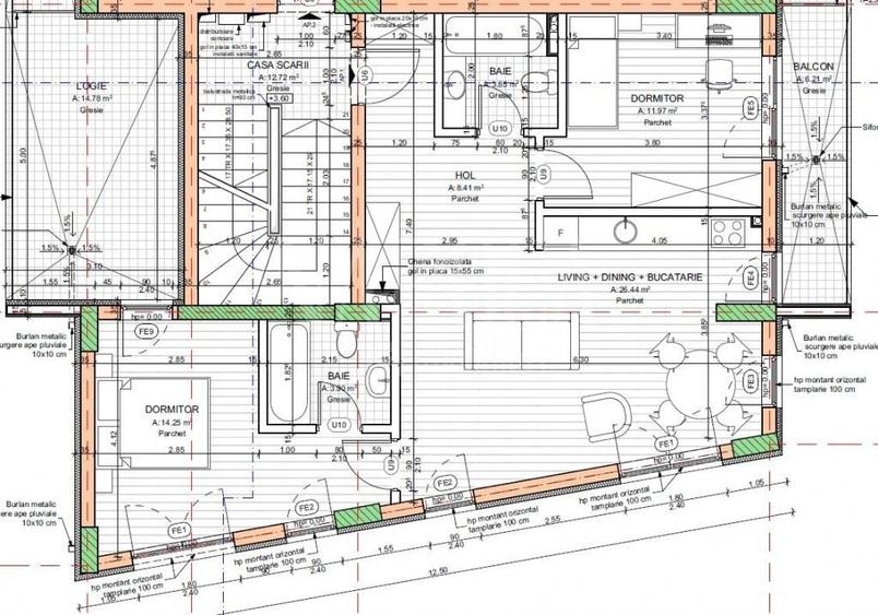Apartament cu 3 camere semidecomandat în Central