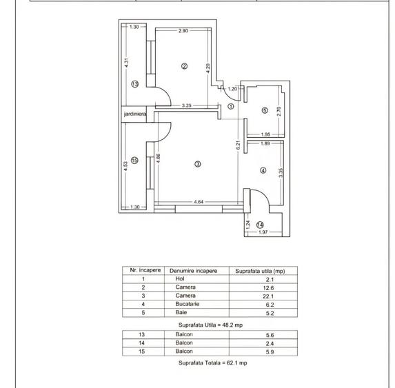 Apartament cu 2 camere decomandat în Tomis Plus