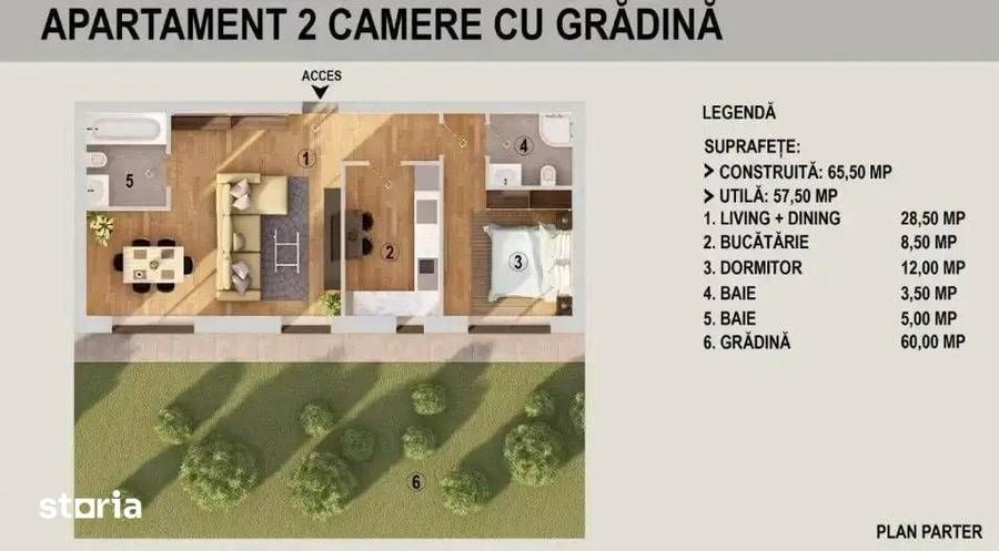 Apartament cu 2 camere în Tunari — fotografia 3