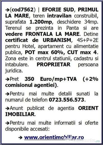 Teren de 1200 mp, în Central