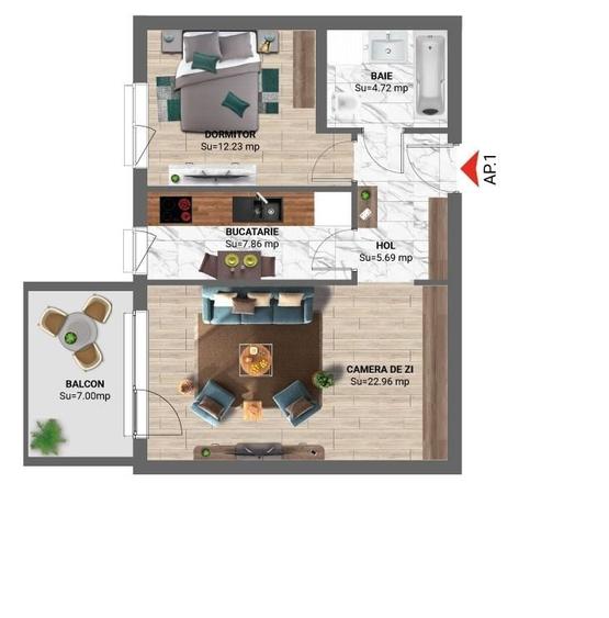 Apartament cu 2 camere decomandat în Central