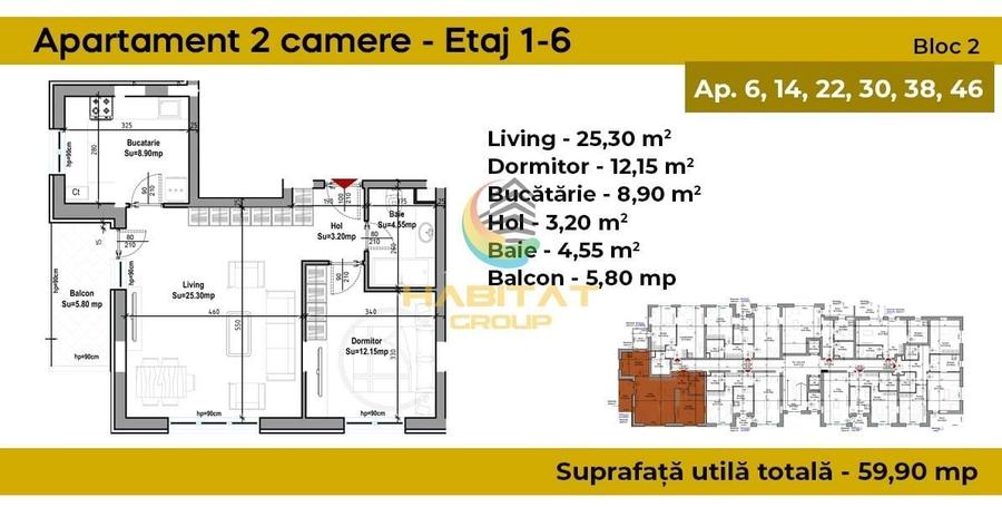 Apartament cu 2 camere decomandat în Berceni