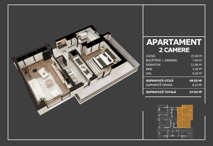 Apartament 2 camere decomandat/58 mp/Grand Arena - 5