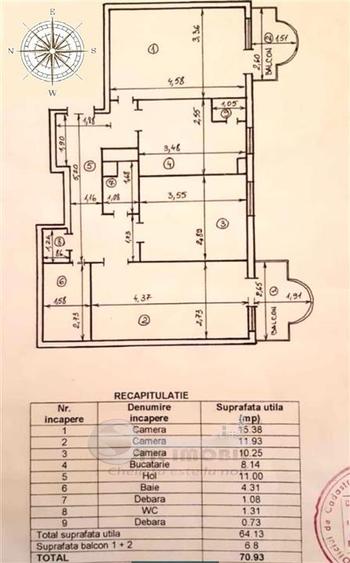 Apartament cu 3 camere decomandat, mobilat în Târgu Cucu