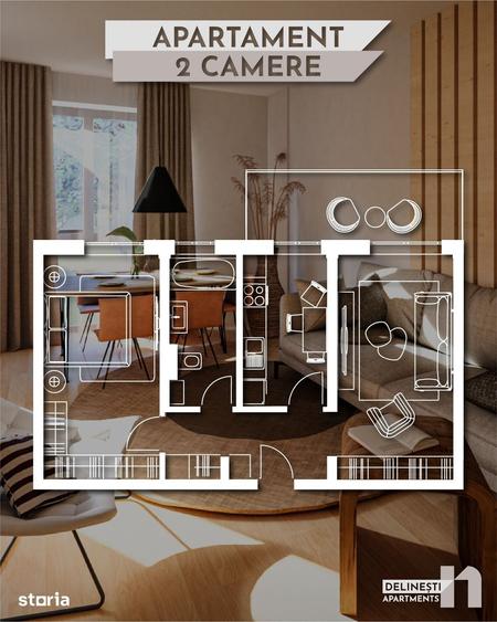 Apartament cu 2 camere decomandat în Plopi