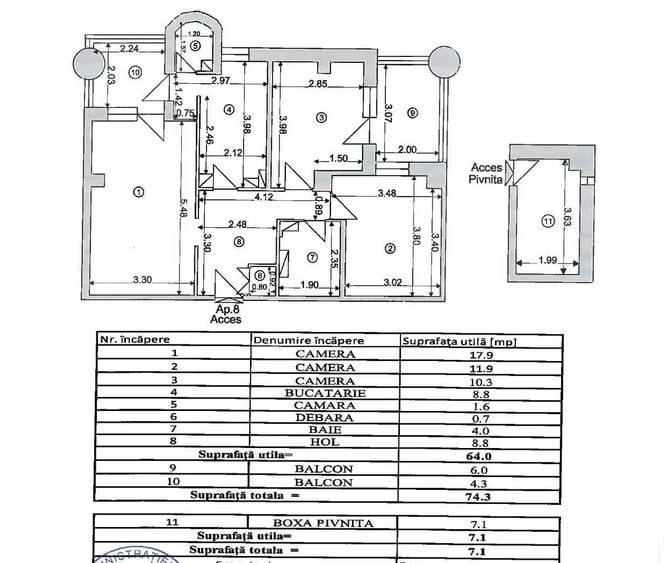 Apartament cu 3 camere decomandat în Centrul Civic