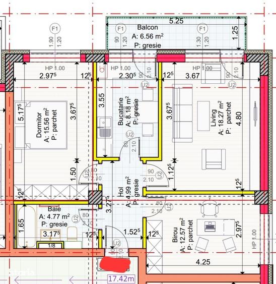 Apartament cu 3 camere decomandat în Râșnov