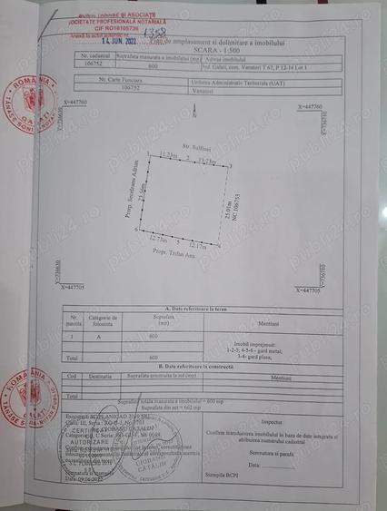 Teren de 600 mp, în Central