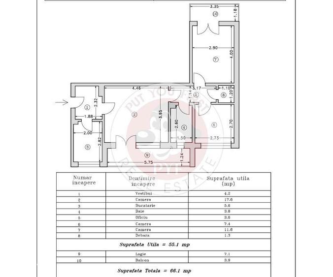 Apartament cu 3 camere semidecomandat în Dristor