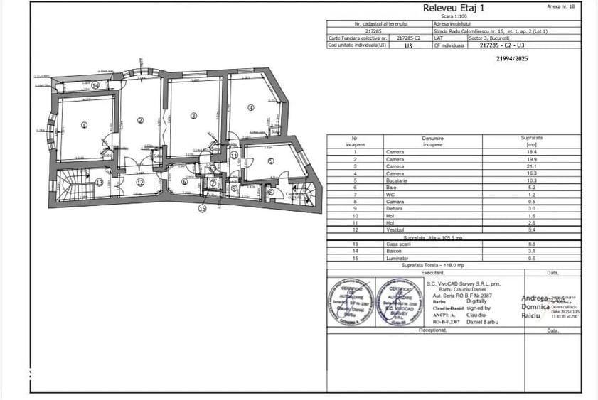 Apartament cu 4 camere decomandat, mobilat în Unirii
