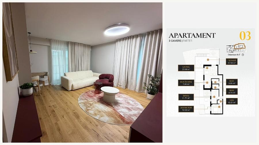 Apartament cu 3 camere, mobilat în Unirii