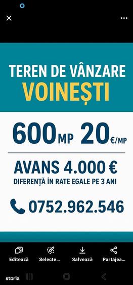 Teren de 450 mp, în Voinești