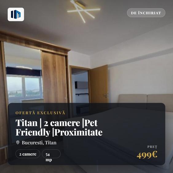 Apartament cu 2 camere semidecomandat, mobilat în Titan