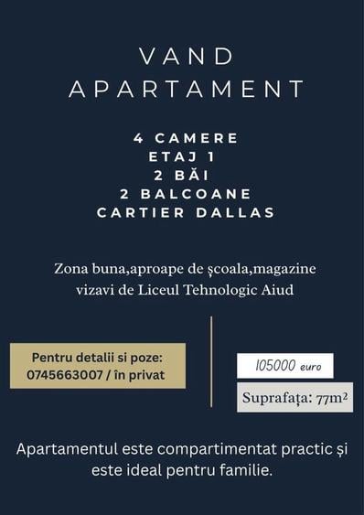 Apartament cu 4 camere decomandat în Central