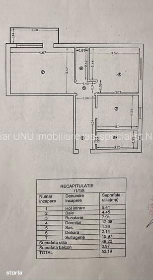 Etaj 1 ap 2 camere 54mp mobilat zona Nicolina