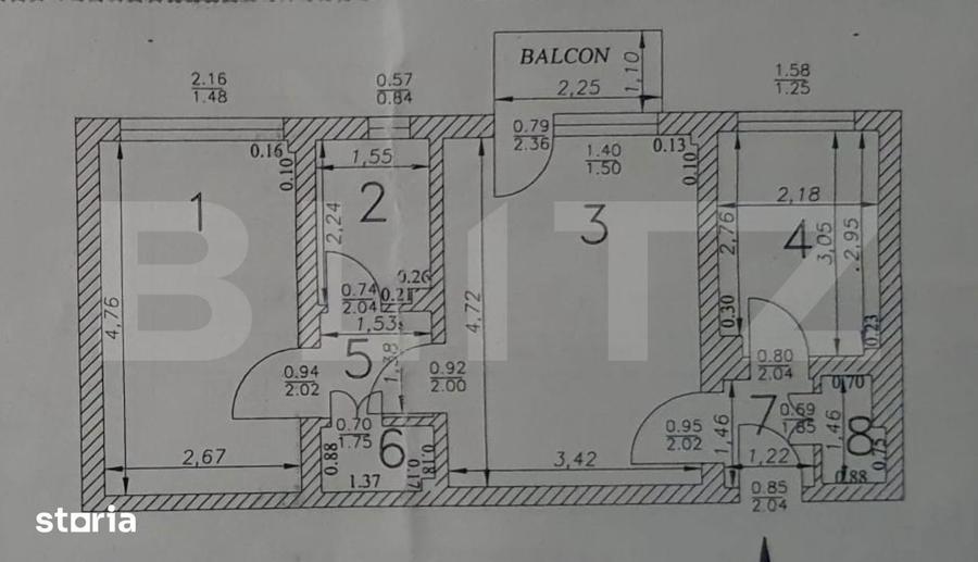 Apartament cu 2 camere semidecomandat în Central