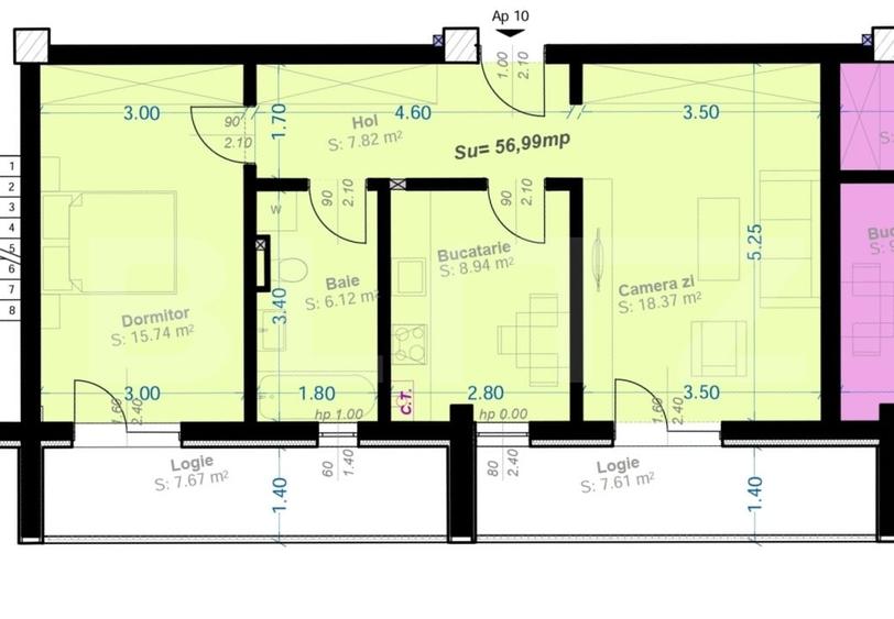 Apartament 2 Camere, 57mp | Zona Aradului | Etaj 1 - 1