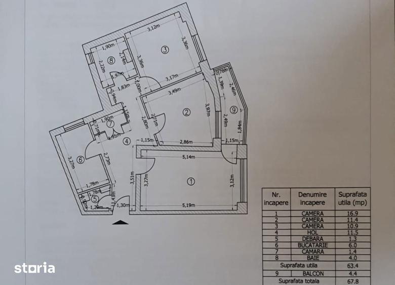 Apartament cu 3 camere decomandat în Colentina