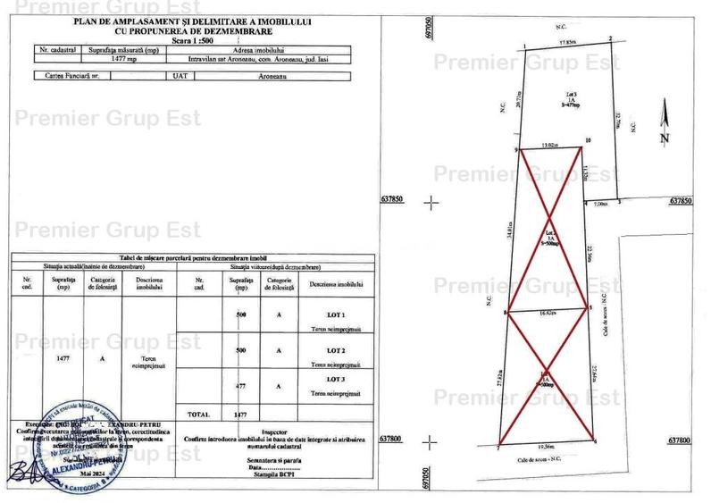 Teren Construcții intravilan de 477 mp, în Aroneanu